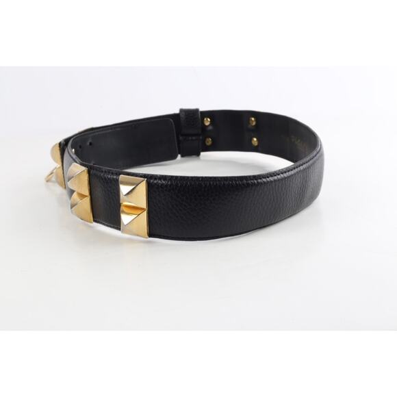 Vintage Black Studded Leather Adjustable Waist Belt Size 75 main image 14